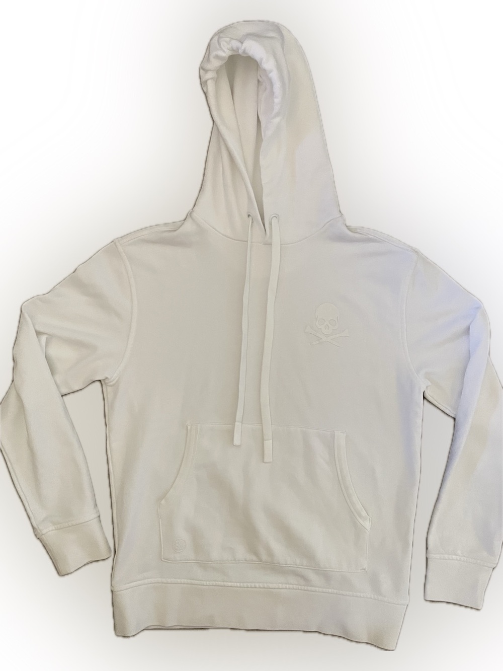 G/FORE White Men's Hooded Sweatshirt with Raised Skull Logo; size S